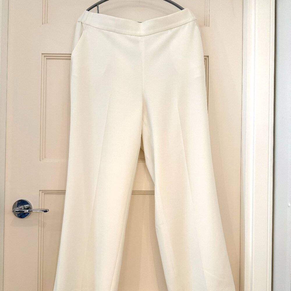 Size L - Kasper Ivory Suit Pants - Pull-On Style.